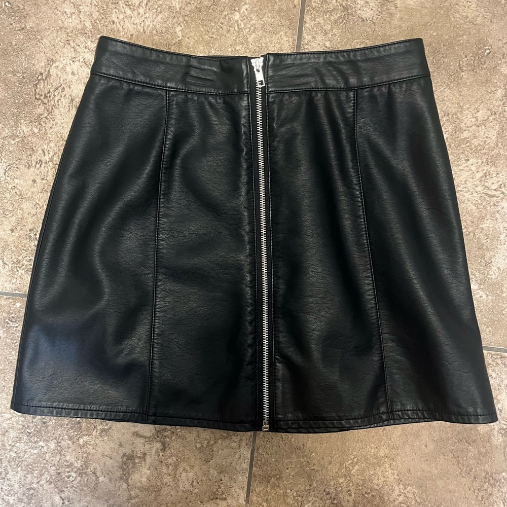 Forever 21 Black A-Line Leather Mini Skirt